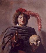 Frans Hals Portrait of a Young Man with a Skull painting